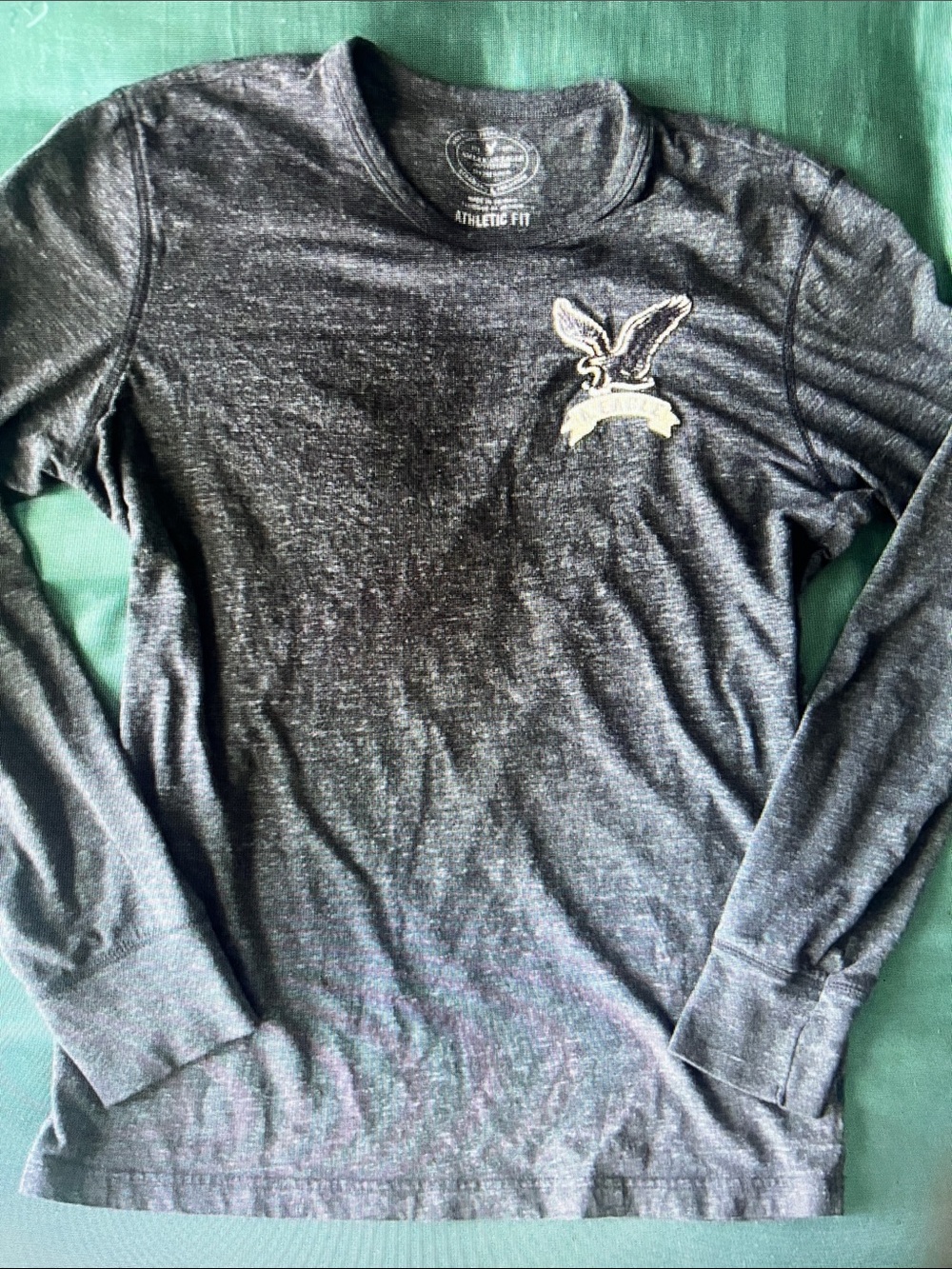 Boys' Long Sleeve Heather Gray Tee with Eagle Patch